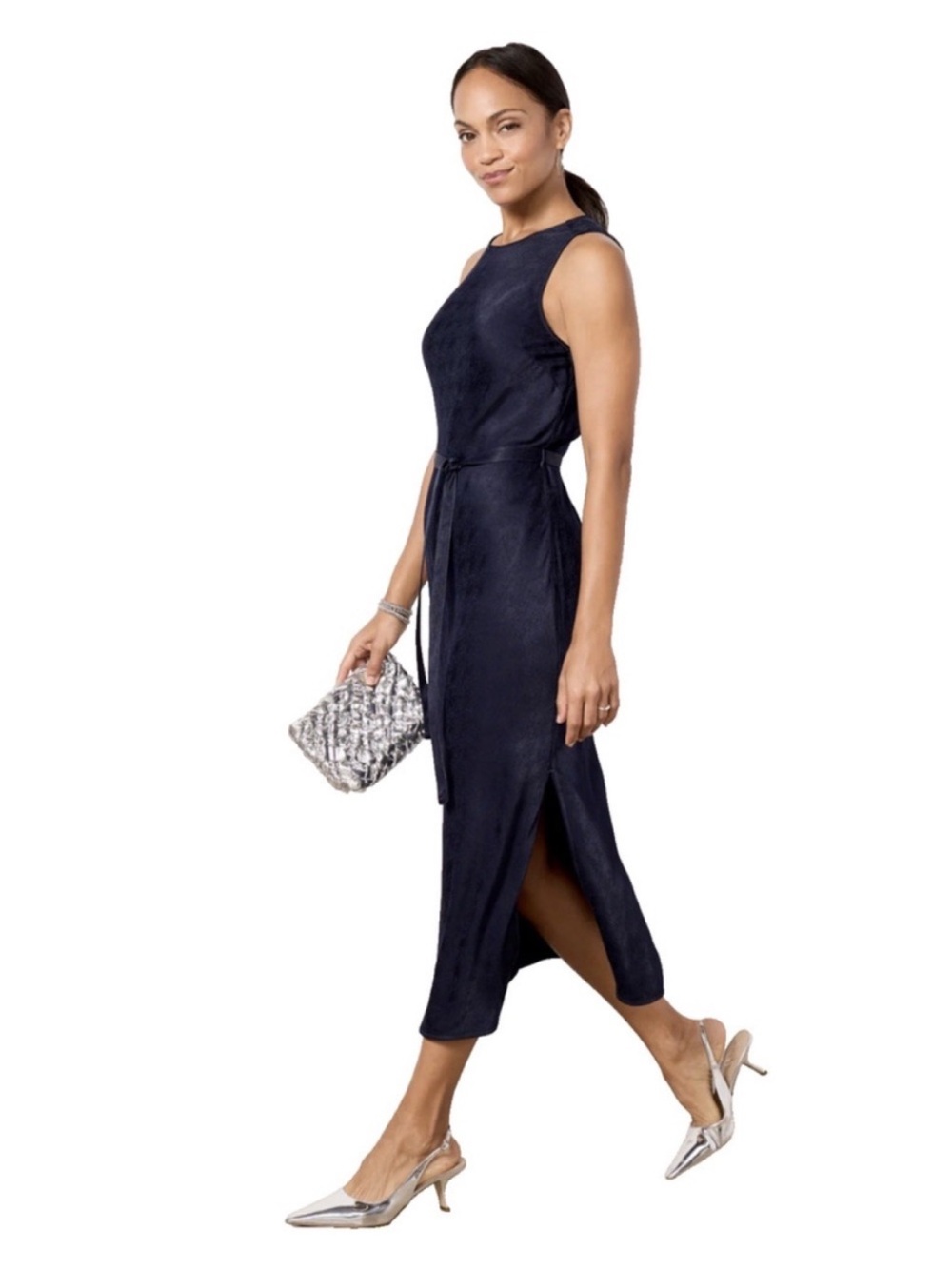 Anthropologie Cloth & Stone Evereve Satin Midi Dress Size M